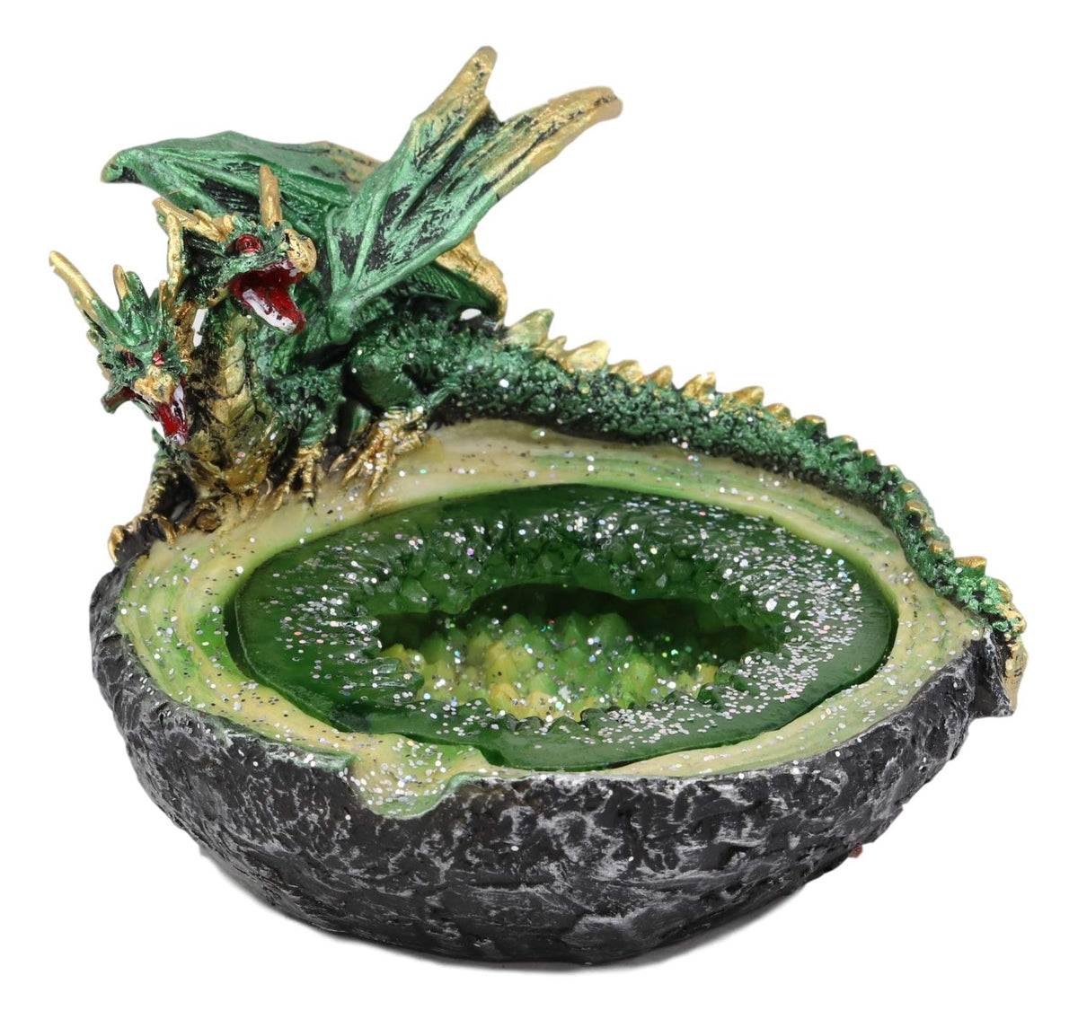 Ebros Green Hydra Dragon Guarding Emerald Pool Crystal Quarry Cigarette Ashtray Statue - Ebros Gift