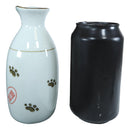 Ebros Japanese Maneki Neko Lucky Charm Cat Ceramic White Sake Set Flask With Four Cups