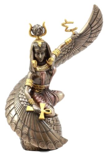 Ebros Egyptian Goddess Isis Ra Holding Ankh Figurine 9"H Statue Collectible - Ebros Gift