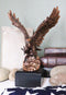 Aerial Bald Eagle Swooping With Talons Over Waves Bronze Electroplated Figurine