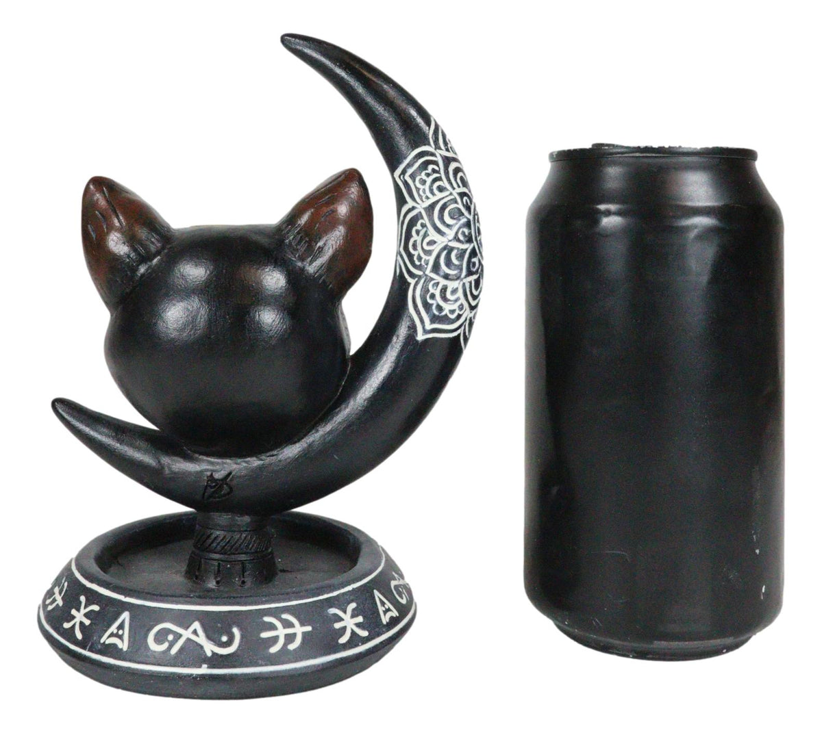 Occult Wicca Sacred Geometry Black Cat Crescent Moon Backflow Incense Burner