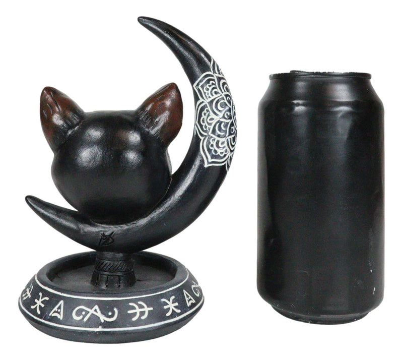 Occult Wicca Sacred Geometry Black Cat Crescent Moon Backflow Incense Burner