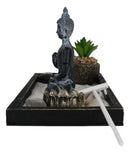 Vitarka Mudra Buddha Zen Garden With Lotus Candle Holder Sand Faux Succulent