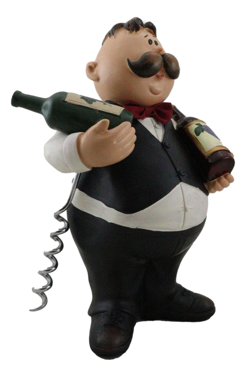 Ebros Gift Whimsical Hand Painted Novelty Corkscrew Wine Bottle Cork Opener Party Hosting Beverage Accessory Home And Kitchen Decor Organizer (Fat Butler Waiter)