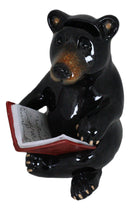 Rustic Western Whimsical Forest Black Bear Sitting and Reading A Book Figurine
