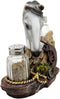Ebros White Horse By Wagon Wheel Glass Salt Pepper Shakers Holder Set 6.25"H