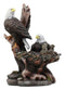 Ebros Wildlife Habitat Bald Eagle Family In Nest Statue 12"H Eagle Mate With Nestlings