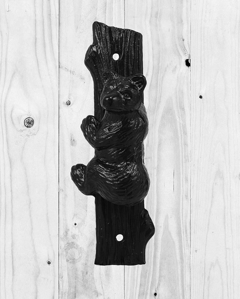 Ebros Gift Rustic Western Forest Black Bear Climbing Tree Cast Iron Door Knocker