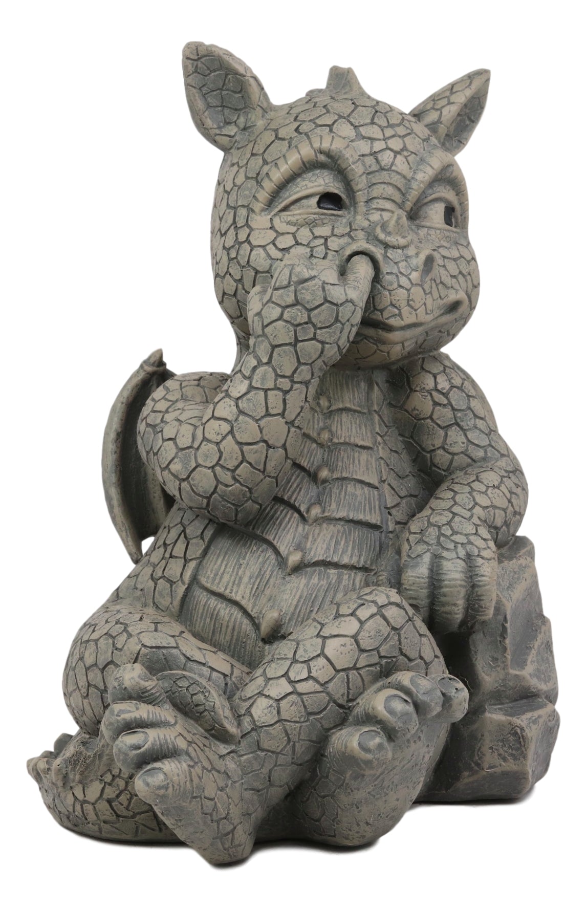 Ebros Whimsical Bad Habit Garden Dragon Picking Nose Statue Fantasy Dragons Decor - Ebros Gift