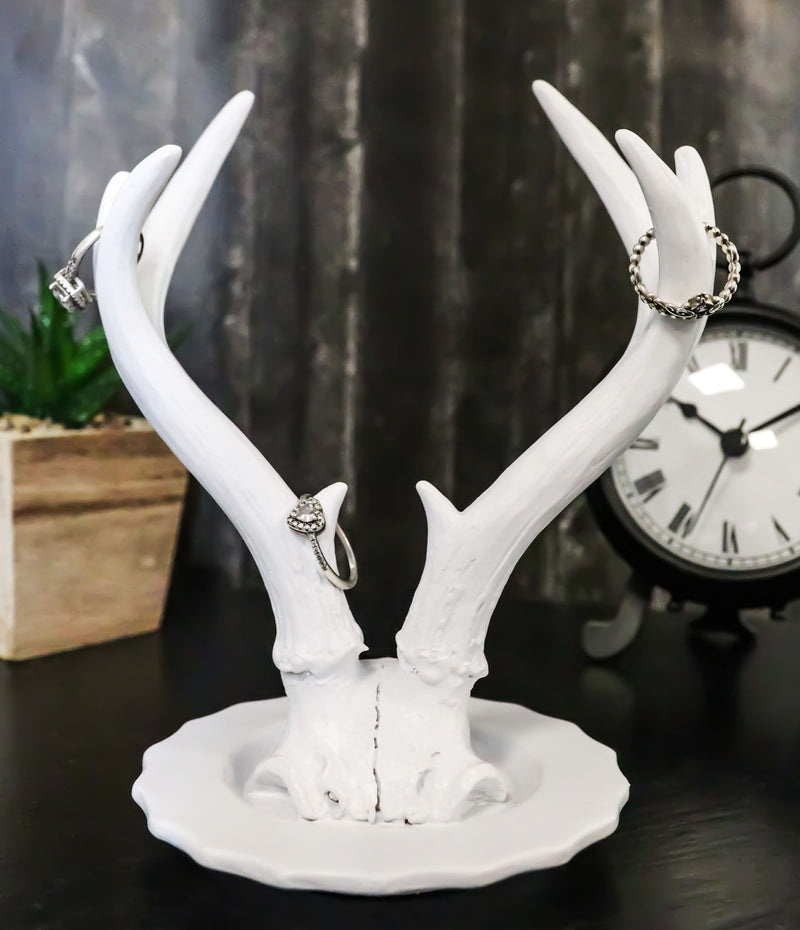 Contemporary Chic Rustic White Double Buck Deer Stag Antlers Jewelry T Ebros Gift