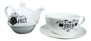 Pentagram Purr Fect Cat Brew Stackable Tea Pot And Cup With Saucer Set Of 3