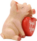 Ebros Valentine's Day Pig Couple Holding Hogs and Kisses Heart Sign Statue 5"L