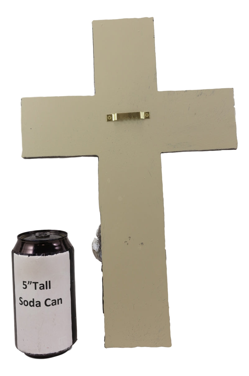 Rustic Farmhouse Cotton Stem And Bolls Crucifix Wall Cross In Rugged Wood Finish