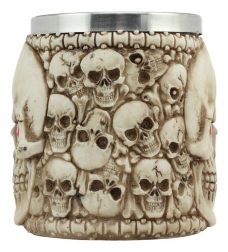 Ossuary Skeleton Heap Of Skulls Ghost Skull With Red Crystal Eyes Coffee Mug