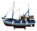Ebros 18"L Blue Maine Fishing Shrimping Lobster Boat Model with Wood Base Figure - Ebros Gift