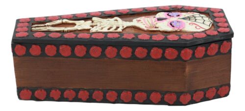 Ebros Day Of The Dead Sugar Skulls Gothic Skeleton Bones Vampire Coffin Jewelry Box Dracula Casket Secret Stash Box