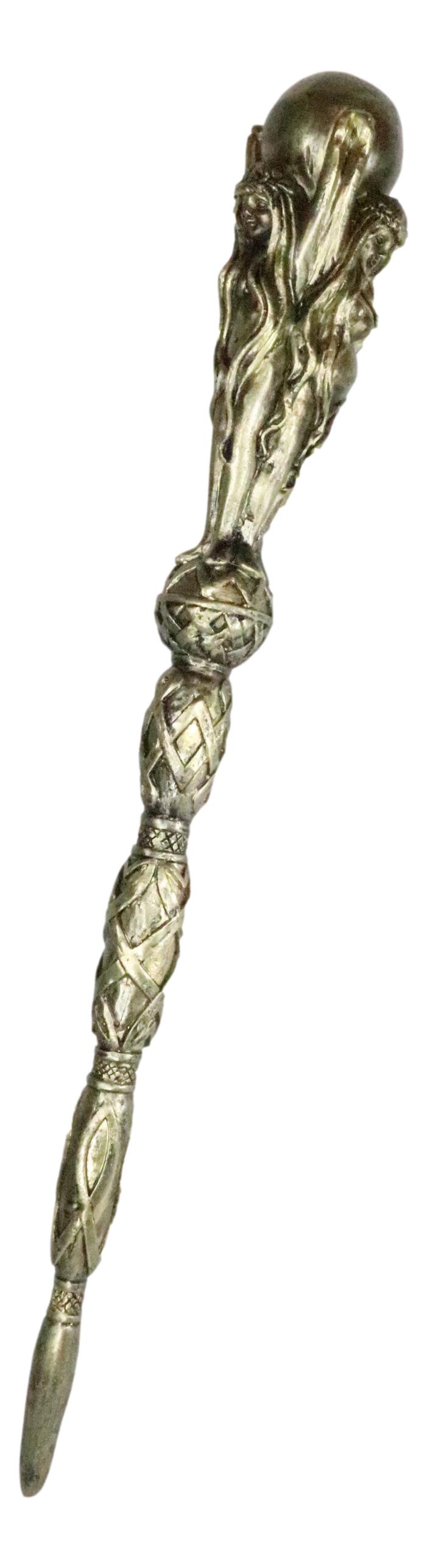 Ebros The Occult Wicca Sacred Moon Triple Goddess Magic Wand Cosplay Prop 14"L