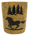 Wildlife Rustic Mustang Horse Pine Trees Forest Waste Basket Dry Trash Bin Decor