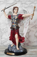 Ebros Byzantine Archangel Saint Michael with Brass Name Plate Wooden Base 12.5"H