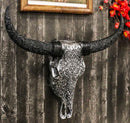 Western Floral Tribal Tattoo Tooled Bison Bull Cow Skull Wall Decor Plaque