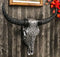 Western Floral Tribal Tattoo Tooled Bison Bull Cow Skull Wall Decor Plaque