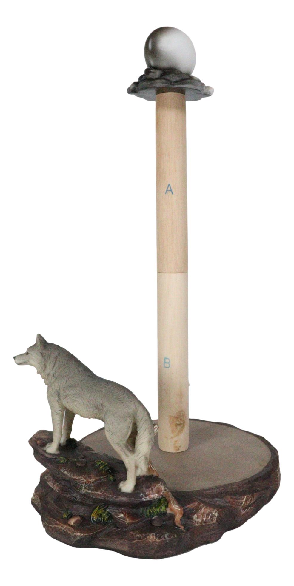 Rustic Wildlife Forest Alpha Gray Wolf Approaching Full Moon Paper Towel Holder