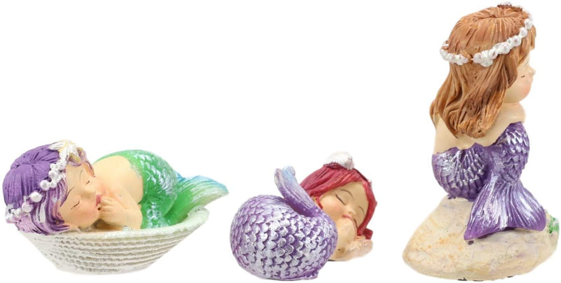 Ebros Whimsical Mergirls Mermaid Babies Small Miniature Figurines Set of 3