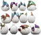 Colorful Miniature Wyrmling Dragons in Eggs Figurine Set of 12 Dragon Hatchlings