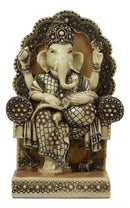 Ebros 11.25"Tall Hindu Ganesha Sitting On Royal Throne With Tiny Mouse Statue - Ebros Gift