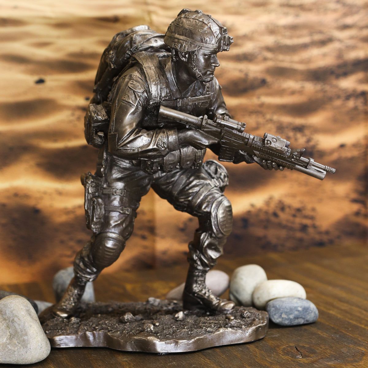 Ebros Military Marine Infantry Soldier with Rifle Taking Ground Statue 9.5"Tall
