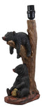 Ebros Rustic Black Bears Napping & Eating Honey Table Lamp Sculpture With Shade