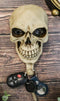 Pack Of 2 Macabre Halloween Grinning Evil Skull Head Bone Wall Coat Hook Plaque