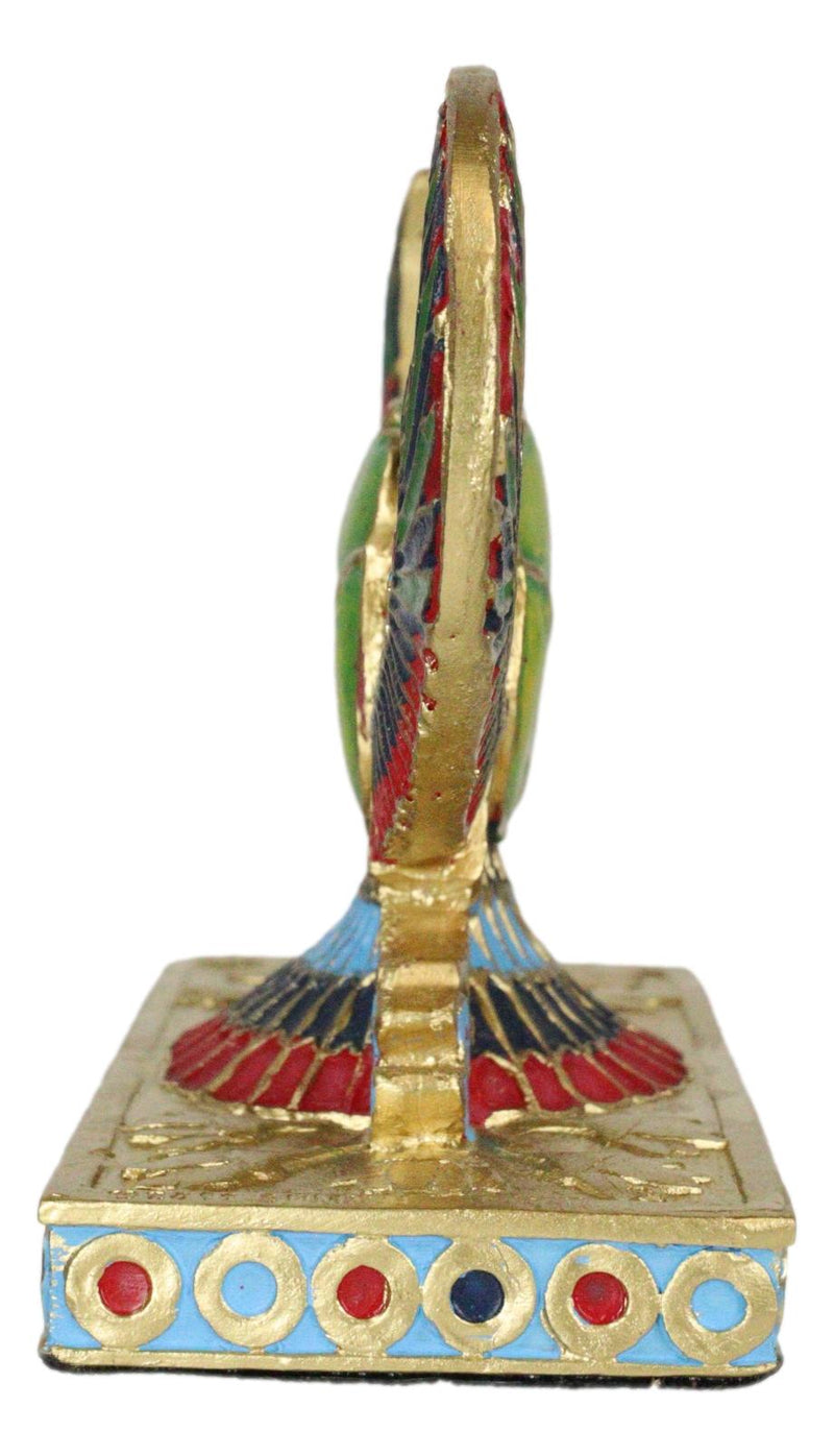 Egyptian Beautiful Golden Winged Scarab Amulet Ankh Symbol of Rebirth Figurine