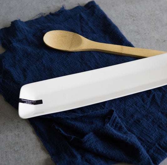 Set Of 2 Contemporary Slim Rhomboid White Porcelain Serving Platter Plates 14"L - Ebros Gift