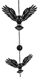 Whimsical Alchemy Sorcerer Night Goth Owls Metal Wall Hanging Mobile Wind Chime