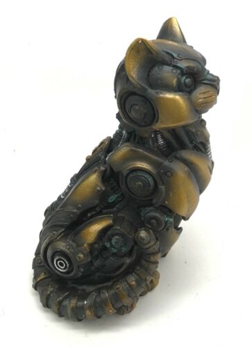 Steampunk Feline Cyborg Pet Kitty Cat Decorative Paperweight Figurine 7"H