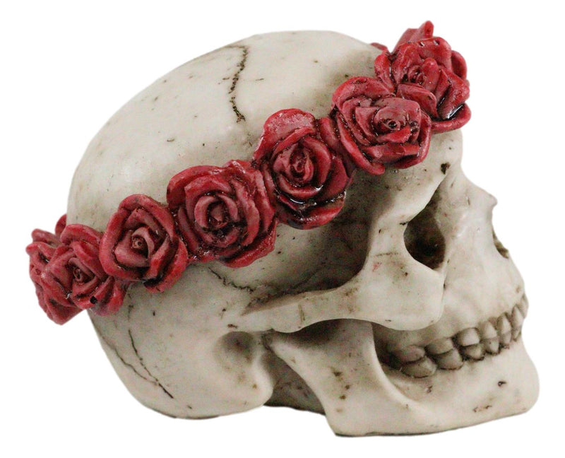 Ebros Day of The Dead Red Rose Laurel Flower Wreath Sugar Skull Figurine Decor 4.5"L