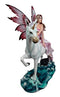 Ebros Enchanted Unicorn With Magenta Fairy Strolling The Beach Decorative Figurine 12.25"H