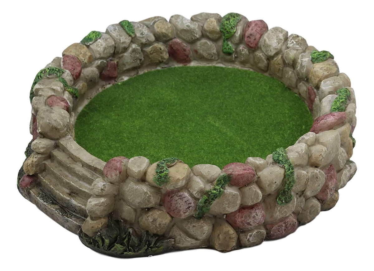 Fairy Garden Village Stone Walls Planter With Steps Display & 12 Yoga Gnomes Set
