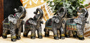 Majestic Indian Elephant Festival Hinduism Decorated Elephants Statue Set of 4