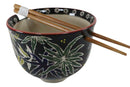Ebros Pack Of 2 Night Willow Floral Bamboo Ramen Noodles Soup Bowl With Chopsticks Set