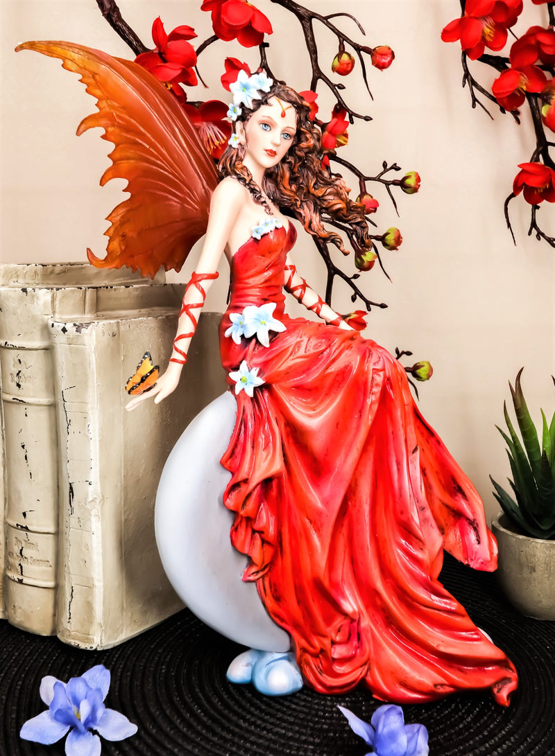 Ebros Gift Ebros Nene Thomas Celestial Cupid Moon Crimson Wedding Fairy In Red Gown Statue Ebros Gift Ebros Nene Thomas Celestial Cupid Moon Crimson Wedding Fairy In Red Gown Statue