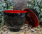 Made In Japan Honeycomb Ridged Black Red Lacquer Copolymer Plastic Bowl With Lid