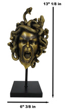 Severed Head Greek Goddess Medusa With Venom Snakes Hair On Pole Stand Figurine