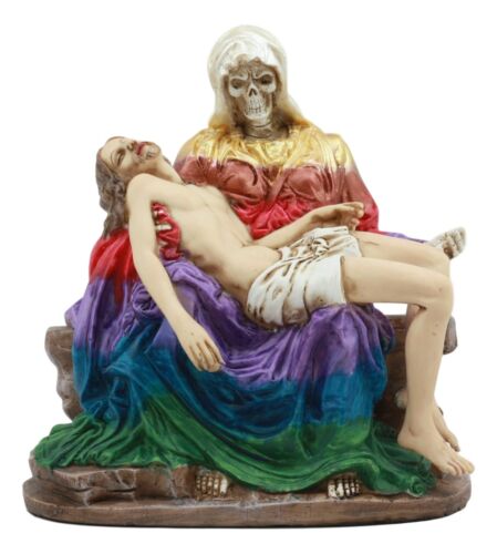 Ebros Santa Muerte Piadosa In Rainbow Robe Statue La Pieta Of The Most Holy Death