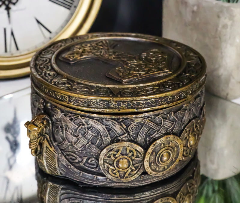 Norse Viking Knotwork Thor Hammer Mjolnir Dragon Longship Decorative Jewelry Box