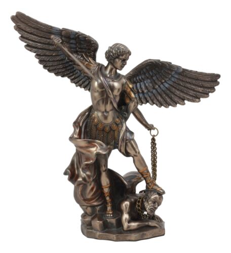 Ebros Archangel Saint Michael Trampling Satan Statue 9.25" Tall Guido Reni Inspired Catholic Church Battle of Armageddon Decor Figurine - Ebros Gift