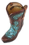 Rustic Western Cowboy Turquoise Floral Boot Figurine Stationery Holder Figurine