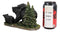 7.75" Long Realistic Black Momma Bear Piggybacking Her Cub By A Pine Tree Statue