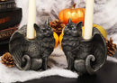 Gothic Angel Winged Cat Gargoyles Left And Right Facing Candle Holder Statue Set